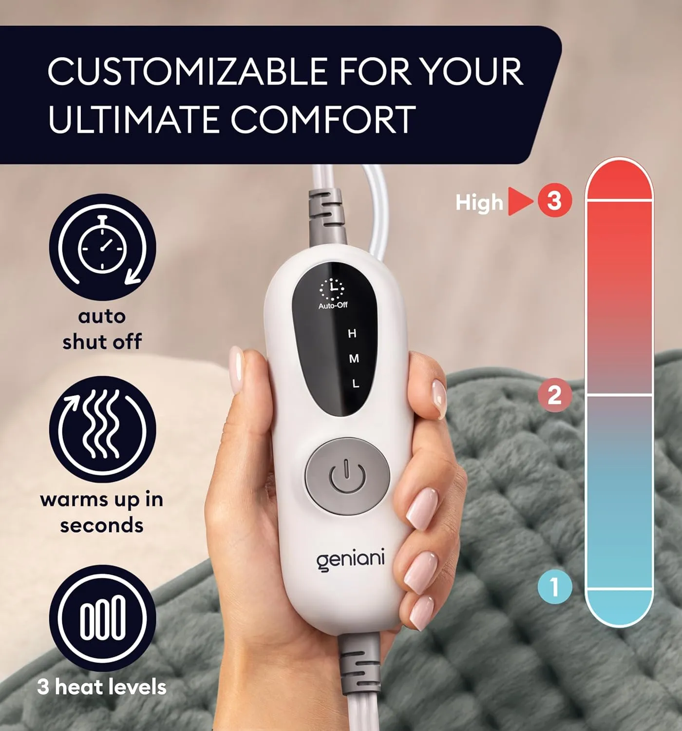 GENIANI Heating Pad for Back Pain & Cramps Relief - Auto Shut Off, Machine Washable, Moist Heat Pad for Neck & Shoulder - Birthday Gifts for Women, Extra Large 24 x 12 inches