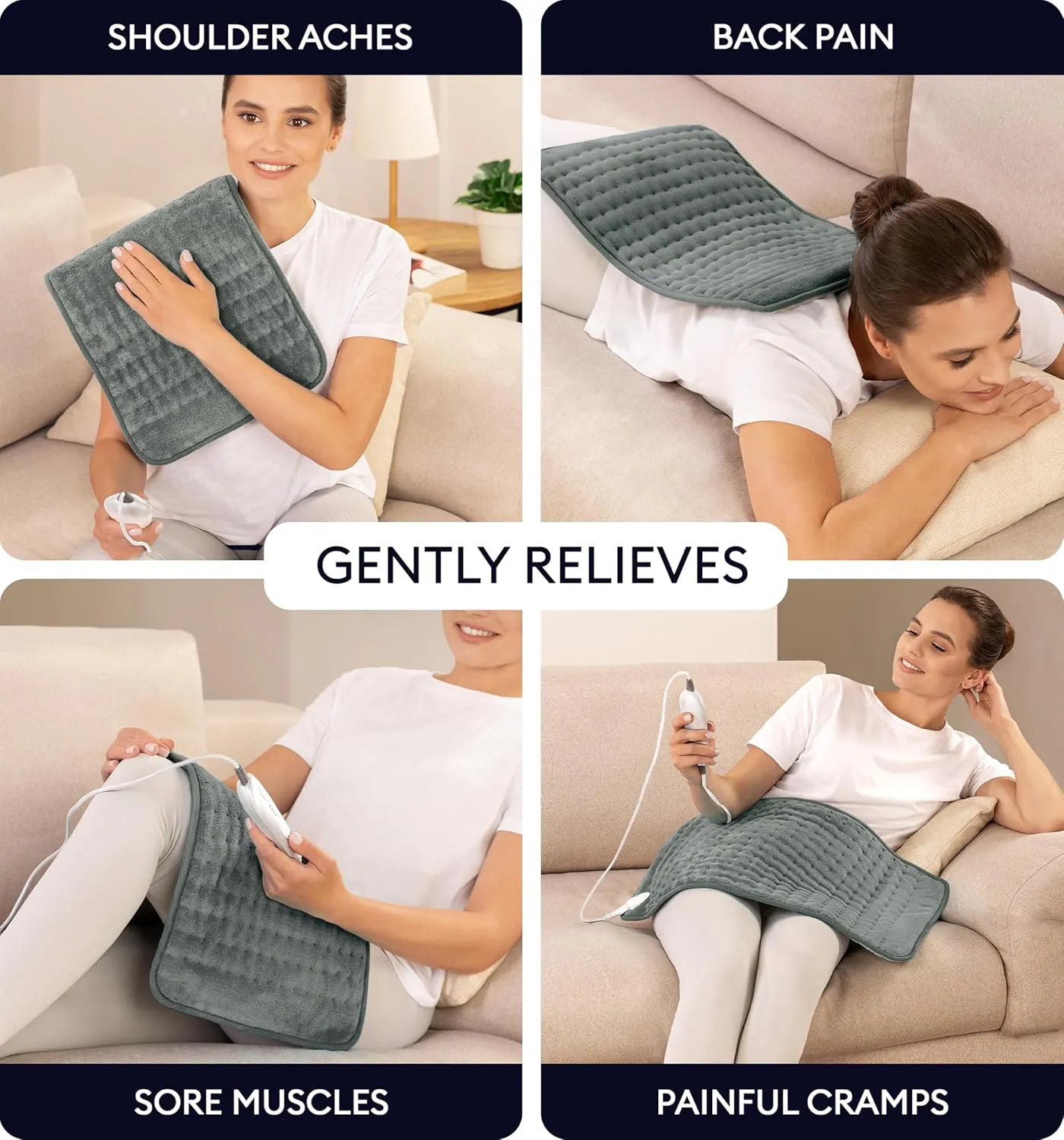 GENIANI Heating Pad for Back Pain & Cramps Relief - Auto Shut Off, Machine Washable, Moist Heat Pad for Neck & Shoulder - Birthday Gifts for Women, Extra Large 24 x 12 inches