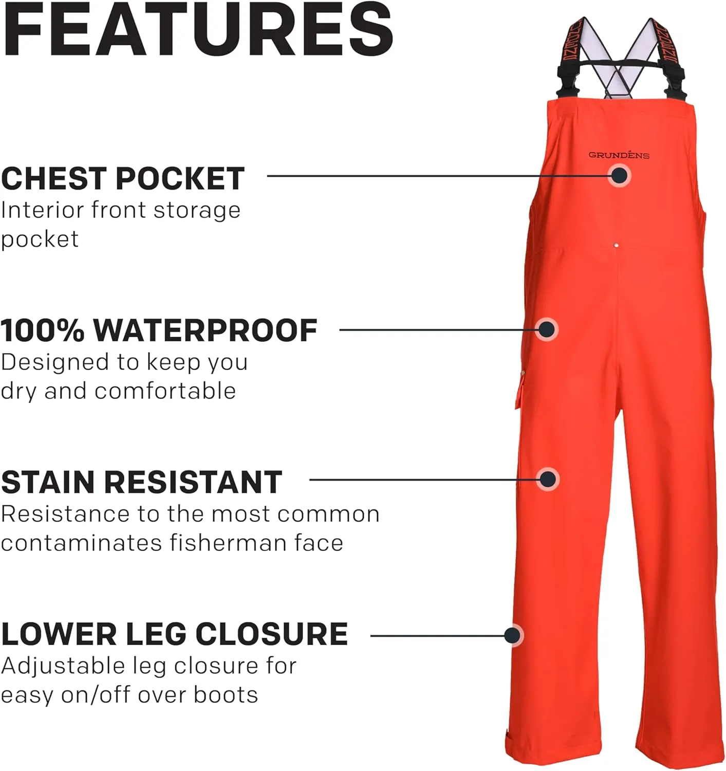 Grundens Men’s Neptune Commercial Fishing Bib Pants | Waterproof, Adjustable