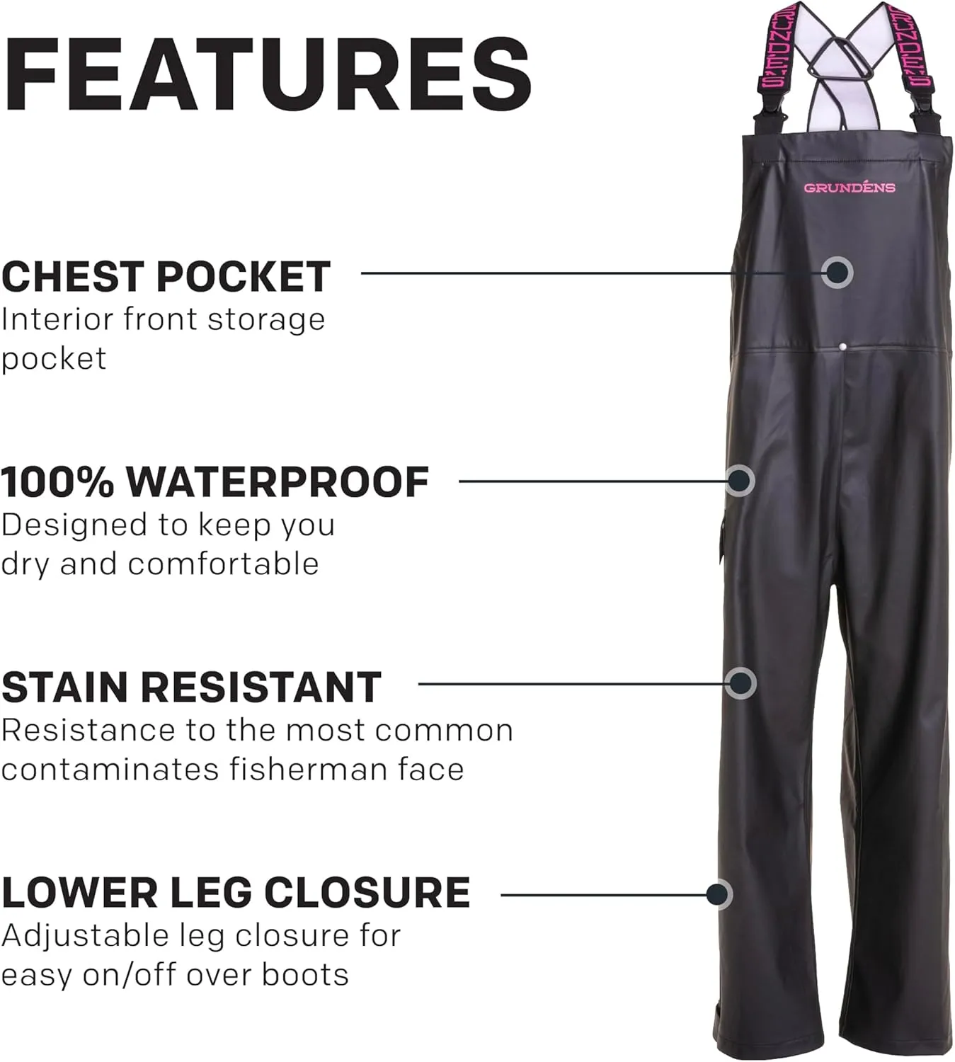 Grundéns Women’s Neptune Commercial Fishing Bib Pants | Waterproof, Adjustable
