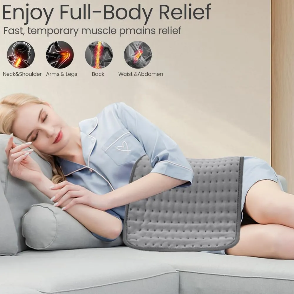 Heating Pad for Back Pain & Cramps Relief, 12" x 24" Electric Heating Pad for Neck/Shoulder/Muscle Pain Relief, with Auto Shut Off, Machine Washable, Mothers Day & Birthday Gifts for Mom Women