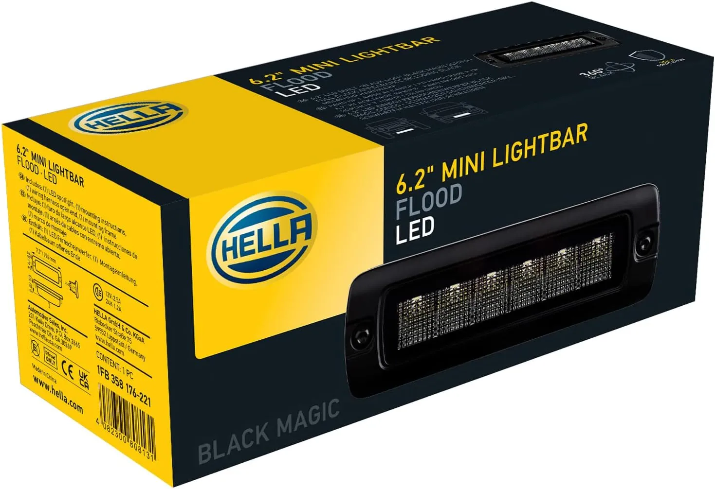 Hella Black Magic LED Series 6.2 Inch Mini Lightbar Flush Mount - LED Flood Light- Performance High Beam Off-Road Light for Pickup Trucks, ATV, SUV, 4x4, Jeep, Tractors / 358176221