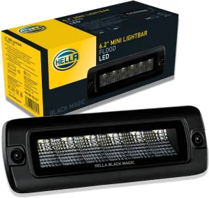 Hella Black Magic LED Series 6.2 Inch Mini Lightbar Flush Mount - LED Flood Light- Performance High Beam Off-Road Light for Pickup Trucks, ATV, SUV, 4x4, Jeep, Tractors / 358176221