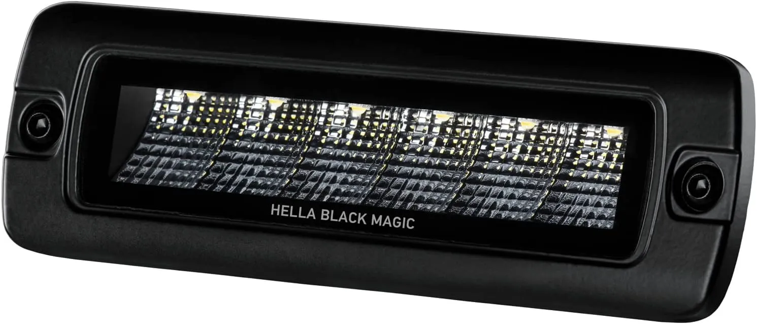 Hella Black Magic LED Series 6.2 Inch Mini Lightbar Flush Mount - LED Flood Light- Performance High Beam Off-Road Light for Pickup Trucks, ATV, SUV, 4x4, Jeep, Tractors / 358176221