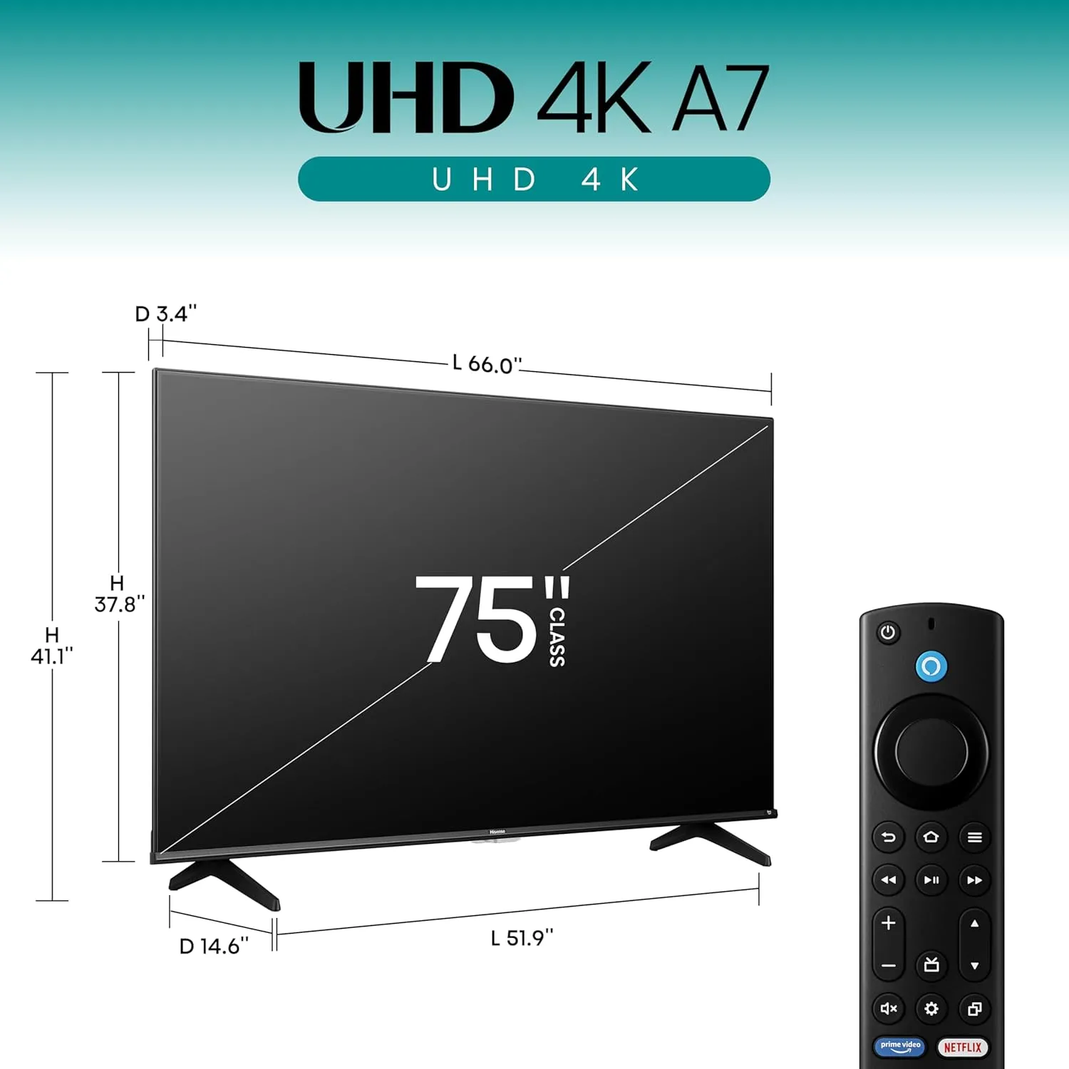 Hisense 75" Class A7 Series (75A7NF,2025 Model) 4K UHD Smart Fire TV, Voice Remote with Alexa, Wide Color Gamut, HDR10 , Dolby Vision, Dolby Atmos, Game Mode, ALLM, Stream Live TV Without Cable