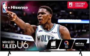 Hisense 85-Inch Class U6 Series Mini-LED ULED 4K UHD Google Smart TV (85U6N, 2024 Model) - QLED, Motion Rate 240, HDR 10 , Full Array Local Dimming, Game Mode Plus, Alexa Compatibility