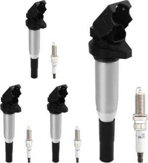HQPASFY Ignition Coil UF598 Pack & Spark Plugs Set of 4 Compatible with 2011-2016 Mini Cooper Countryman, 2013-2016 Mini Cooper Paceman, 2007-2015 Mini Cooper L4 1.6L Replace# C1692, GN10328