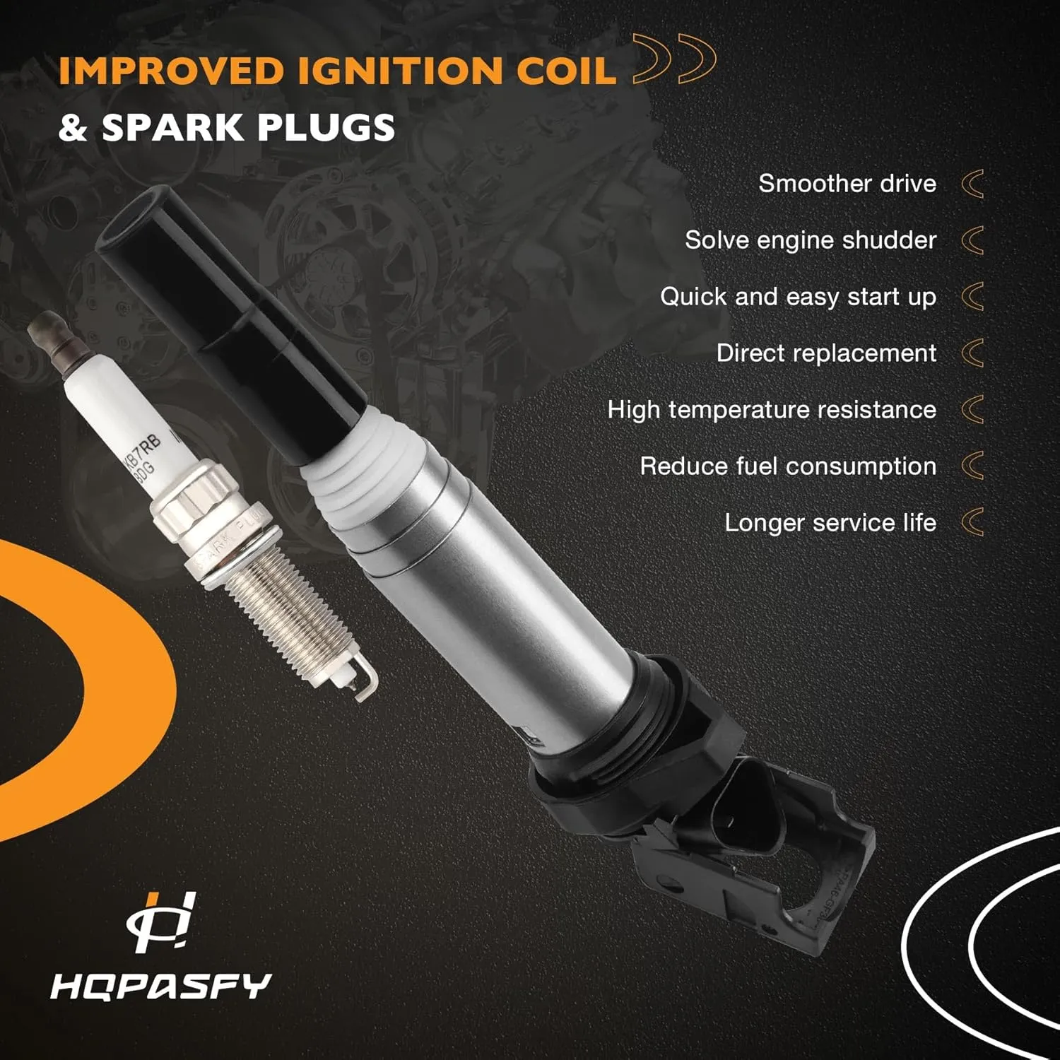 HQPASFY Ignition Coil UF598 Pack & Spark Plugs Set of 4 Compatible with 2011-2016 Mini Cooper Countryman, 2013-2016 Mini Cooper Paceman, 2007-2015 Mini Cooper L4 1.6L Replace# C1692, GN10328