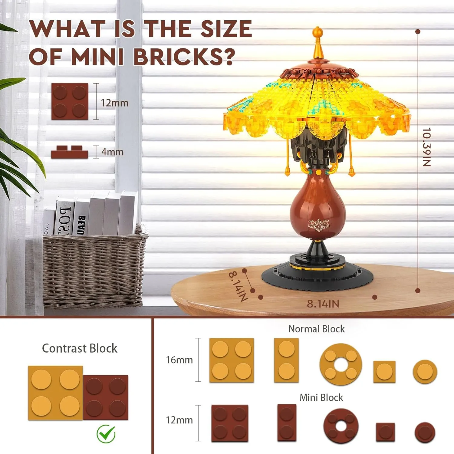 Ideas Table Lamp Mini Building Block Set, Creative Retro-Style Table Lamp Model, Collection Home Décor Birthday for Adults and Kids 8  (804 Pieces)
