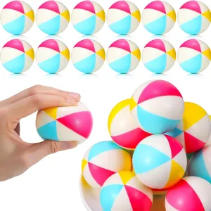 Jerify 24 Pcs Mini Beach Stress Balls 2.5 Inch Foam PU Relief Stress Ball Mini Rainbow Blow Up Beach Balls Toys for Girls Boys Birthday Beach Hawaiian Party Favors Summer Water Games (Bright Color)