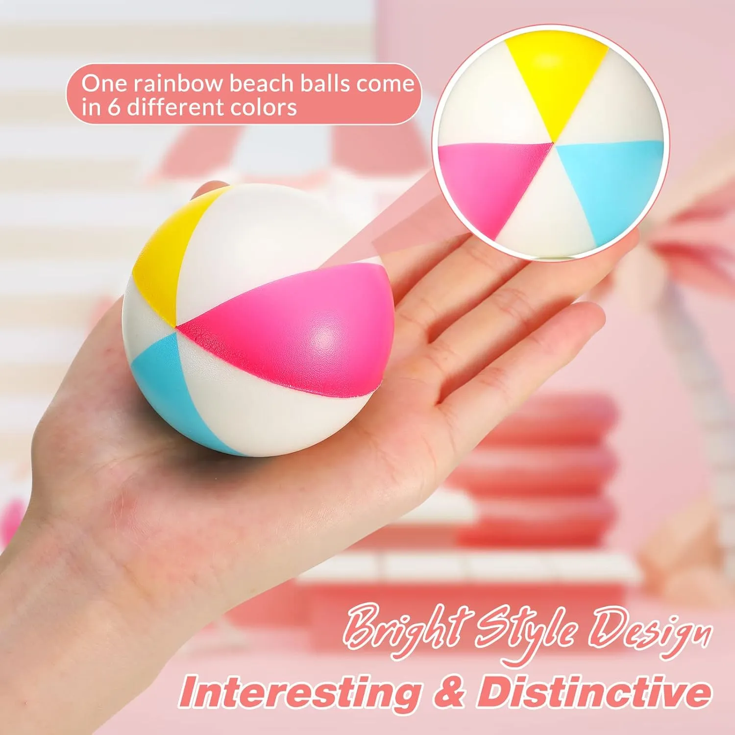 Jerify 24 Pcs Mini Beach Stress Balls 2.5 Inch Foam PU Relief Stress Ball Mini Rainbow Blow Up Beach Balls Toys for Girls Boys Birthday Beach Hawaiian Party Favors Summer Water Games (Bright Color)