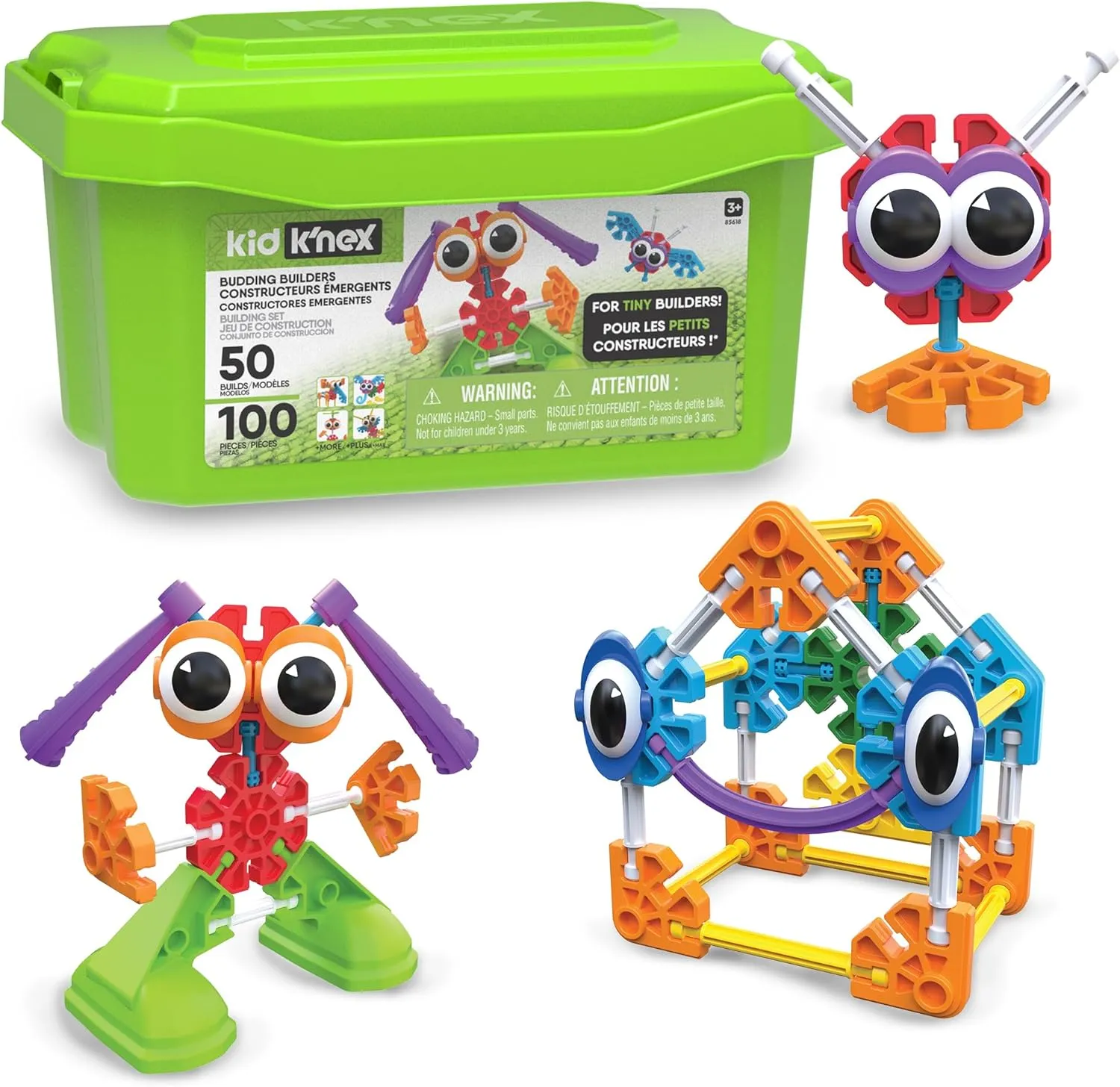 KID K'NEX - Budding Builders Set ‚ 100 Pieces, Preschool STEM Building, Kid Construction Set, Creative Play ‚ Ages 3 