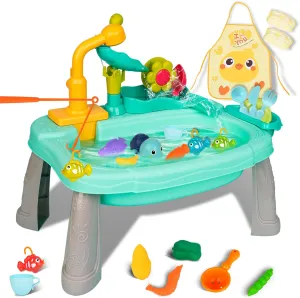 Kids Play Sink with Running Water,Mini Water Table for Toddlers 1-3, Upgraded Faucet and Play Dishes,Children Electric Dishwasher Playing Toy,Kitchen Sensory Toy Sets for Girls and Boys