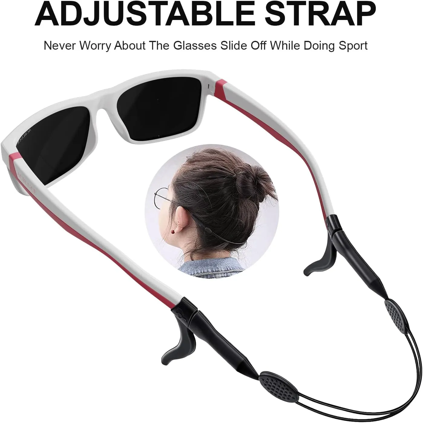 Kids Polarized Sunglasses Sport TPEE Unbreakable Frame with Adjustable Strap for Boys Girls Age 6-12