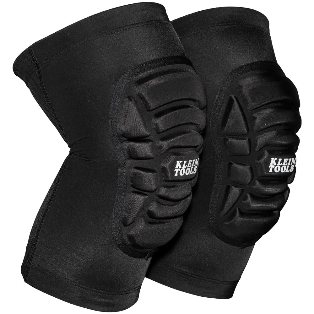 Klein Tools 60614 Knee Pads, Lightweight Padded Knee Sleeves, Breathable Mesh Back, Elastic Cuff with Slip-Resistant Silicone, S/M, Black