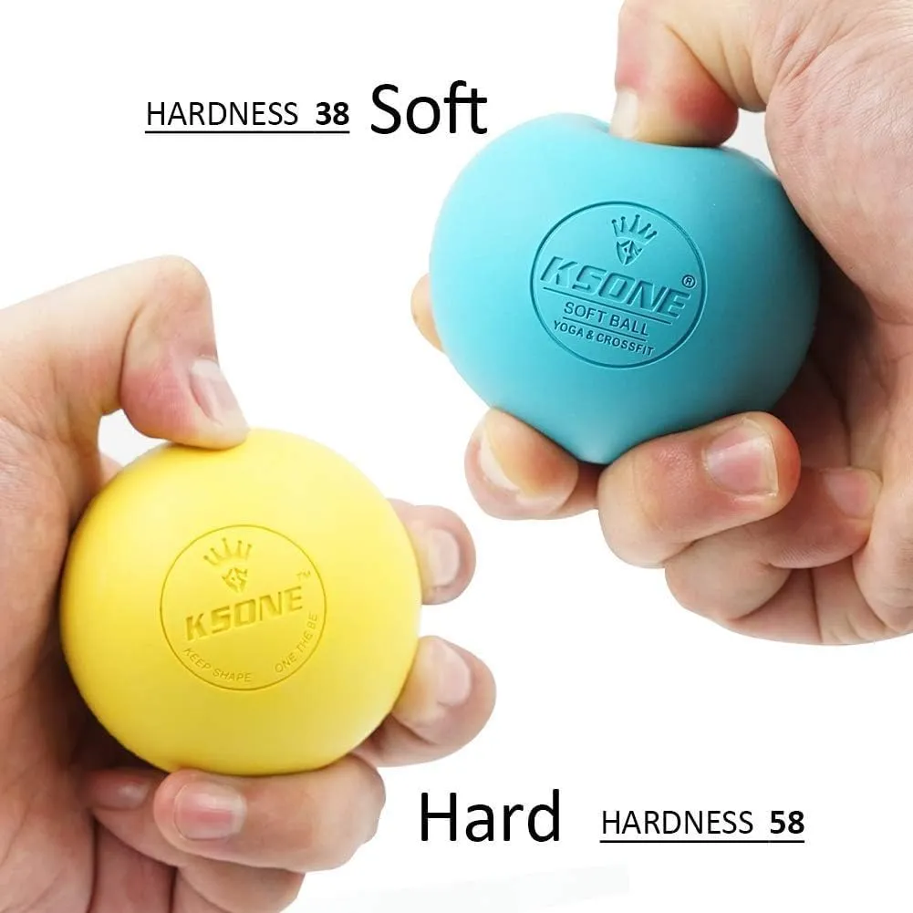 KSONE Lacrosse Massage Balls, Muscle Massage Roller Deep Tissue Balls Hard and Soft Massage Ball Set with Mini Ball and Mesh Bag. (Pink)