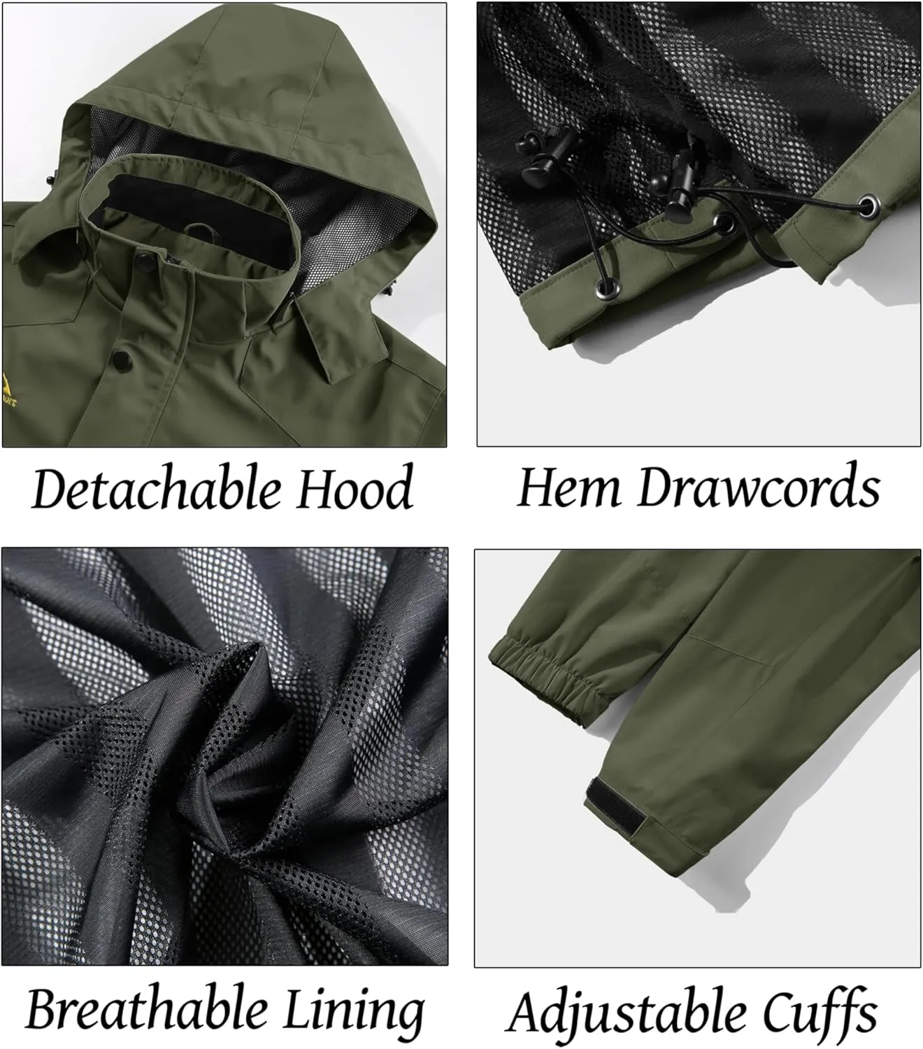 MAGCOMSEN Men's Lightweight Windbreaker Rain Jacket Raincoat with Detachable Hood for Hiking Fishing Activewear