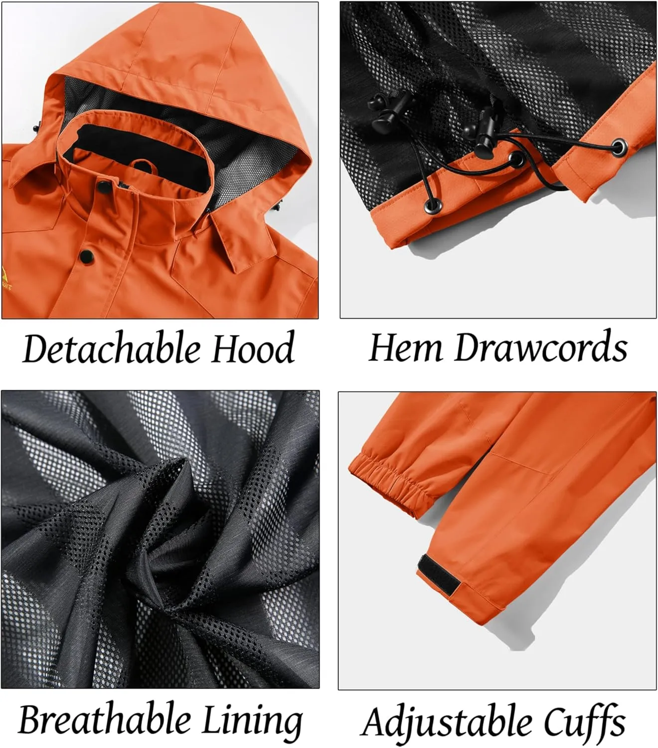 MAGCOMSEN Men's Lightweight Windbreaker Rain Jacket Raincoat with Detachable Hood for Hiking Fishing Activewear