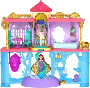 Mattel Disney Princess The Little Mermaid Toys, Ariel Doll House Stackable Castle with Land & Sea Levels, Small Doll, 1 Friend, 12 Pieces & Pool
