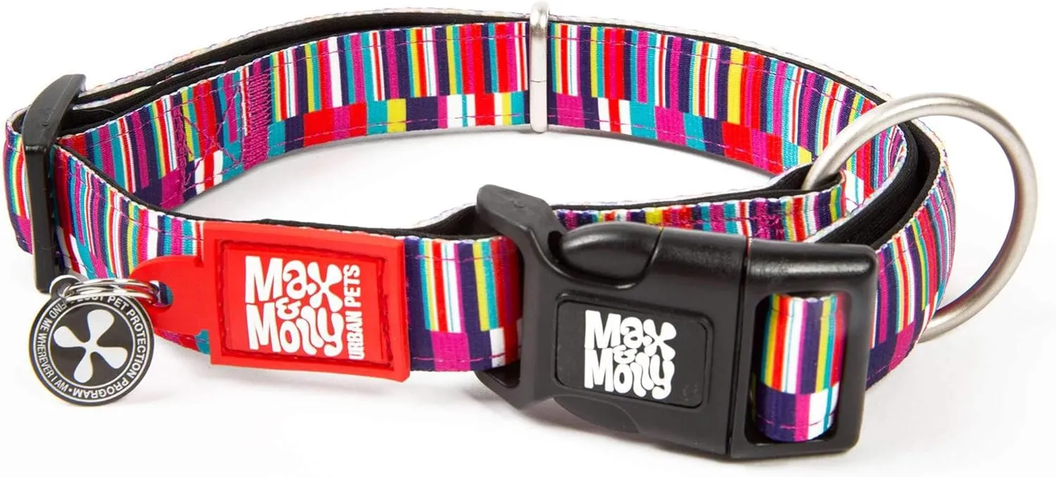 Max & Molly Ultra Comfortable Padded Neoprene Sport Dog Collar with Smart Id Tag, Classic Shopping Time L (SHOPCOLL)