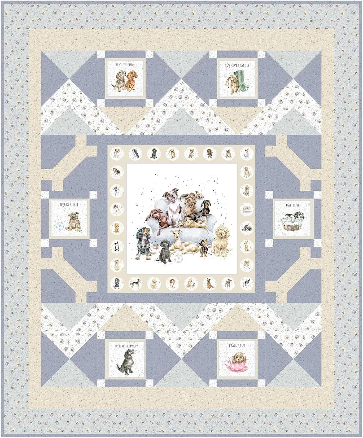 Maywood Studio Hannah Dale Whiskers & Paws Pet Treats: Dogs Quilt Kit