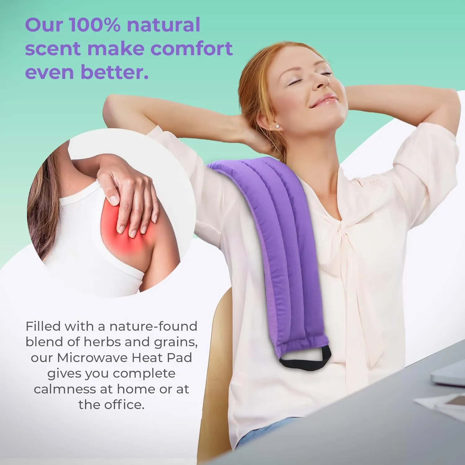 Microwavable Heating Pads for Lower Back, Neck, and Shoulder Pain Relief - Moist Microwave Heating Pad for Muscles and Joints - Microwave Hot Pack Heat Pad for Cramps -2 Pack Purple-Lavender Scent
