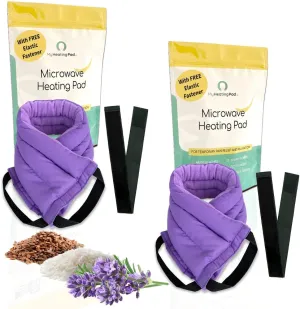 Microwavable Heating Pads for Lower Back, Neck, and Shoulder Pain Relief - Moist Microwave Heating Pad for Muscles and Joints - Microwave Hot Pack Heat Pad for Cramps -2 Pack Purple-Lavender Scent