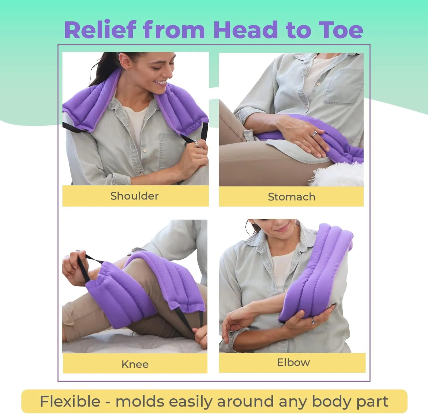 Microwavable Heating Pads for Lower Back, Neck, and Shoulder Pain Relief - Moist Microwave Heating Pad for Muscles and Joints - Microwave Hot Pack Heat Pad for Cramps -2 Pack Purple-Lavender Scent