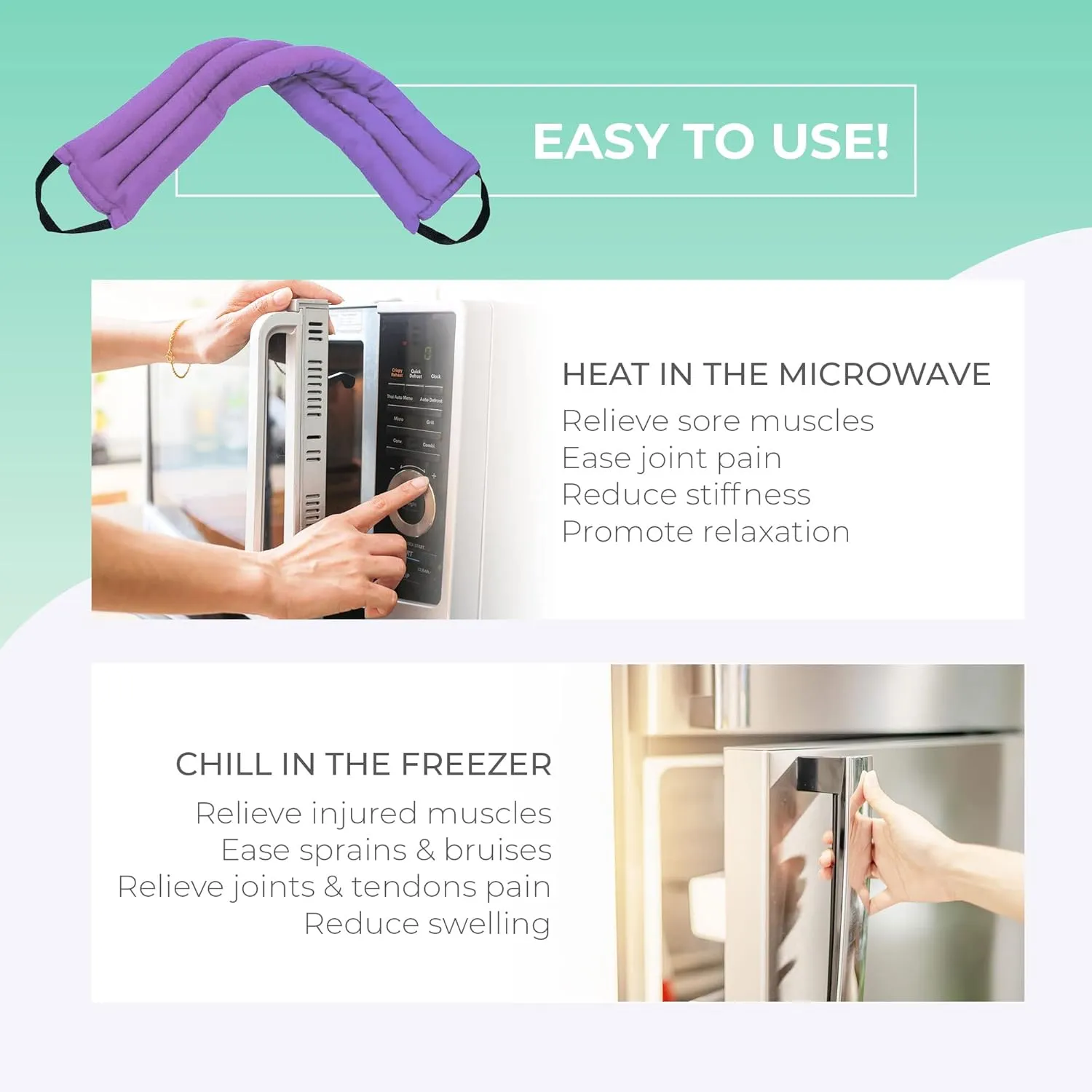 Microwavable Heating Pads for Lower Back, Neck, and Shoulder Pain Relief - Moist Microwave Heating Pad for Muscles and Joints - Microwave Hot Pack Heat Pad for Cramps -2 Pack Purple-Lavender Scent