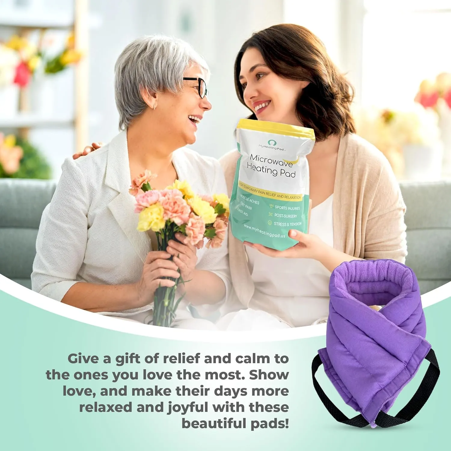 Microwavable Heating Pads for Lower Back, Neck, and Shoulder Pain Relief - Moist Microwave Heating Pad for Muscles and Joints - Microwave Hot Pack Heat Pad for Cramps -2 Pack Purple-Lavender Scent