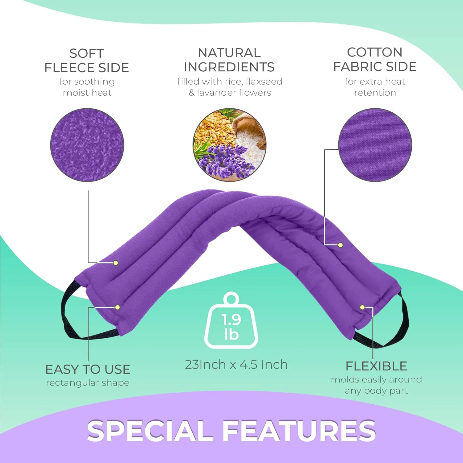 Microwavable Heating Pads for Lower Back, Neck, and Shoulder Pain Relief - Moist Microwave Heating Pad for Muscles and Joints - Microwave Hot Pack Heat Pad for Cramps -2 Pack Purple-Lavender Scent