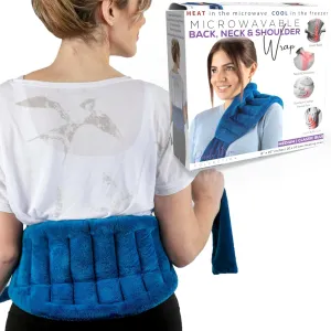 Microwave Heating Pad for Lower Back Pain Relief 20" x 8" with 71" Ties - Cordless Microwavable Moist Heat Therapy Pads - Calming Heat Wrap for Neck & Shoulder - Flaxseed Rice Hot Heat Pack (Med Blue)