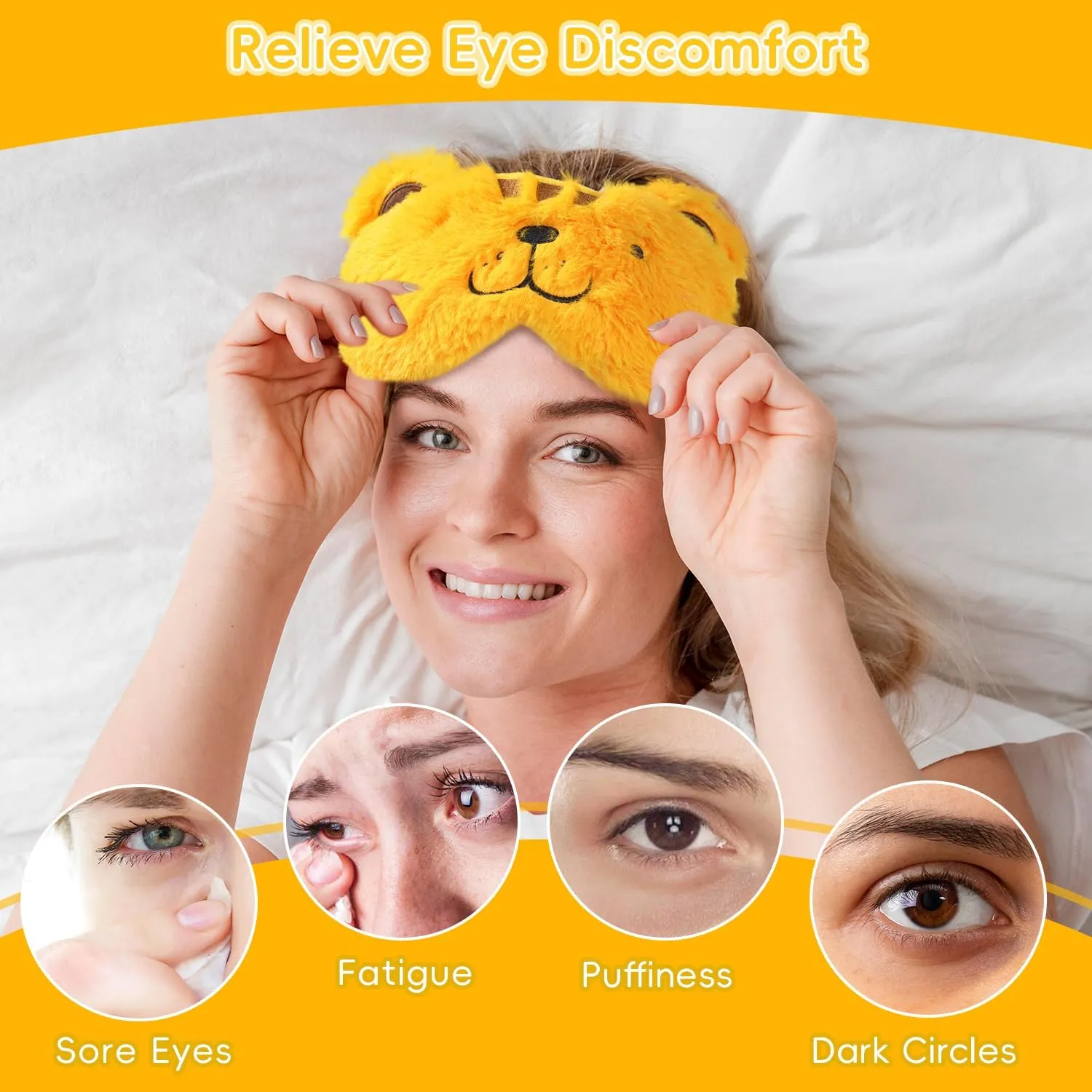 Microwave Heating Pad with Heated Eye Mask Compress Moist for Relieve Fatigue Period Cramps Unscented Microwavable Heating Pad Cute Tiger for Women Birthday Christmas Gifts