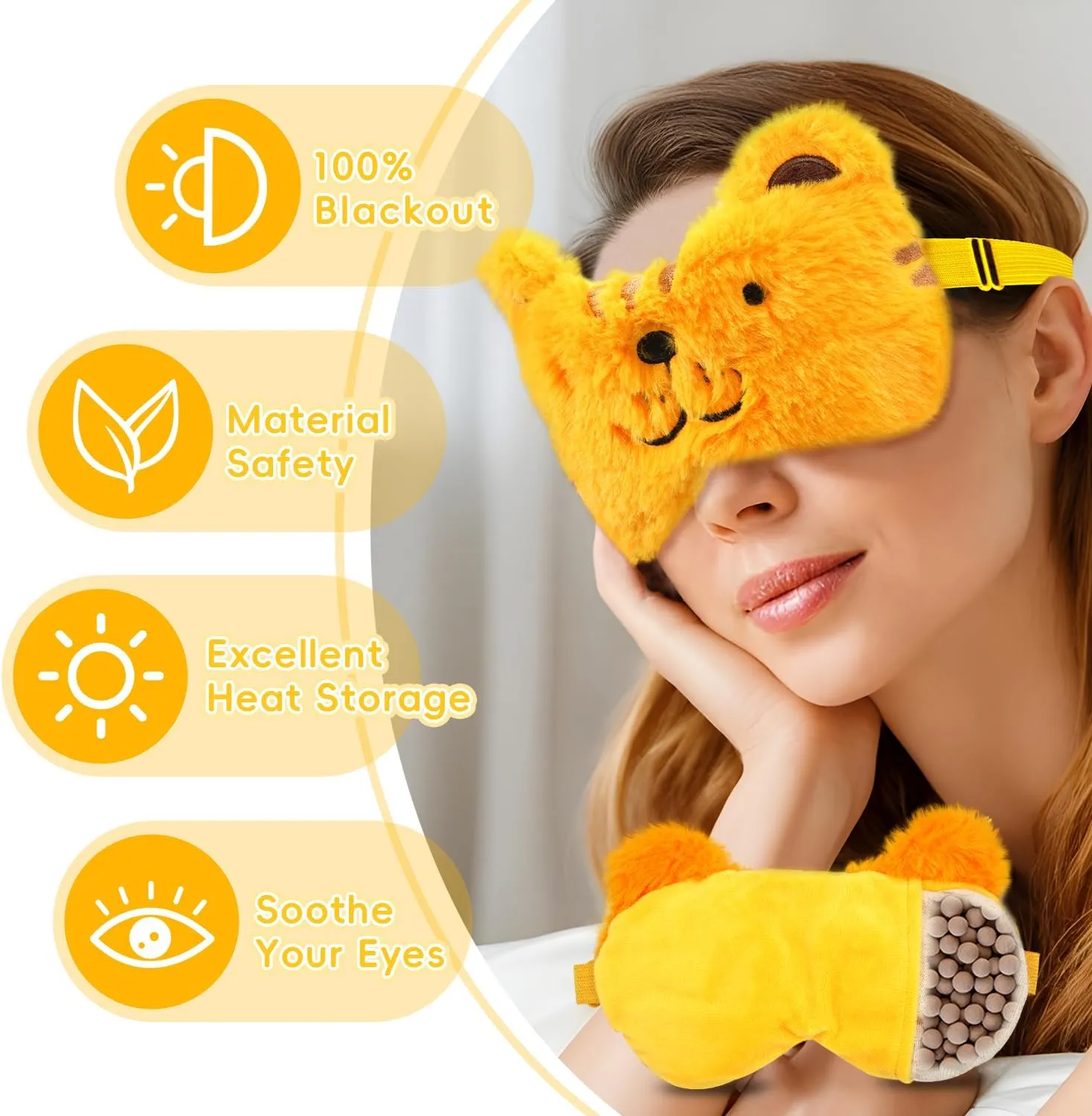 Microwave Heating Pad with Heated Eye Mask Compress Moist for Relieve Fatigue Period Cramps Unscented Microwavable Heating Pad Cute Tiger for Women Birthday Christmas Gifts