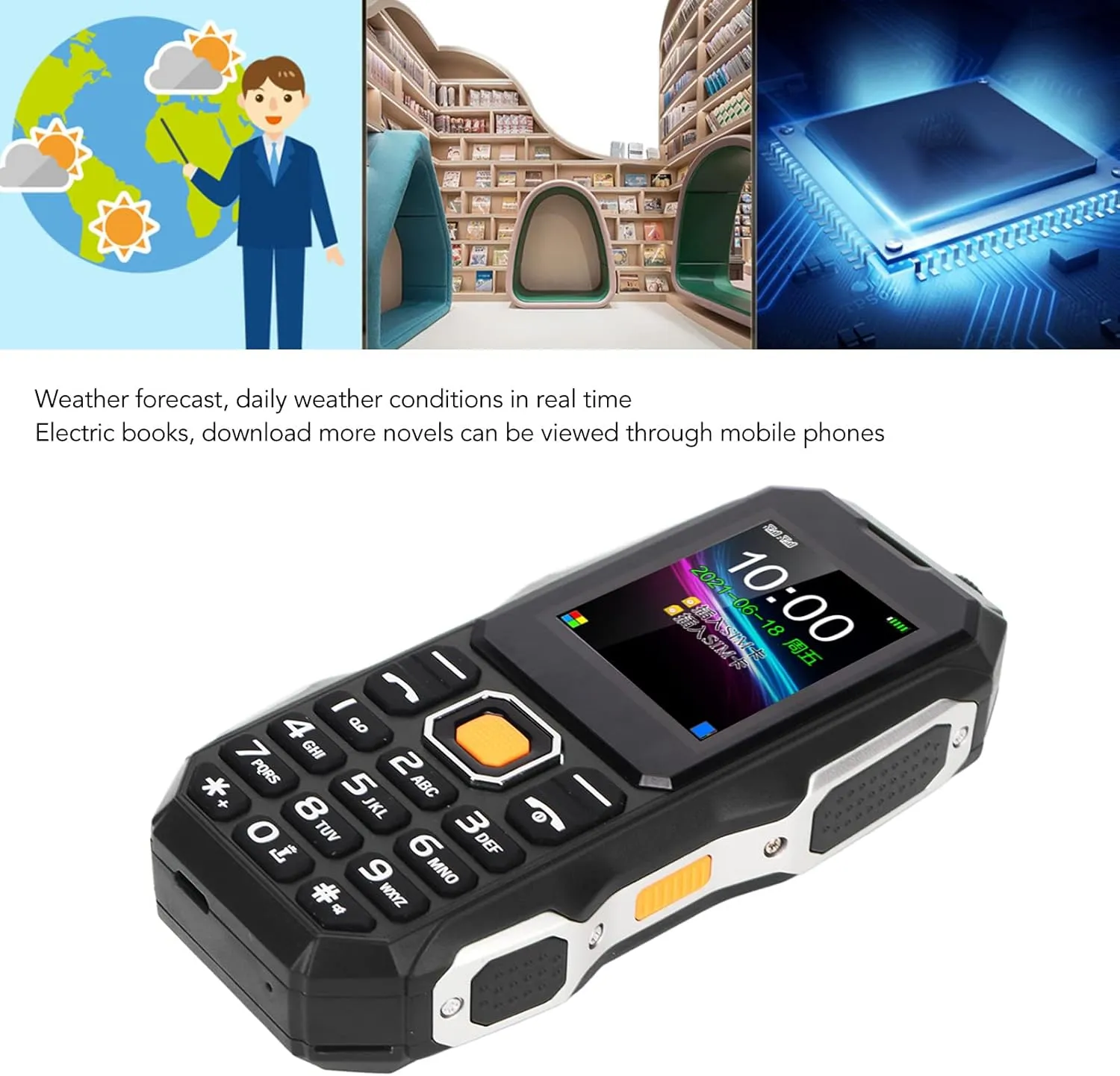 Mini Rugged Cell Phone for Senior, 1.8 Inch Drop Proof and Dust Proof Outdoor Mobile Phone, 5800mAh Battery 32MB Unlocked GSM Cell Phone (Black)