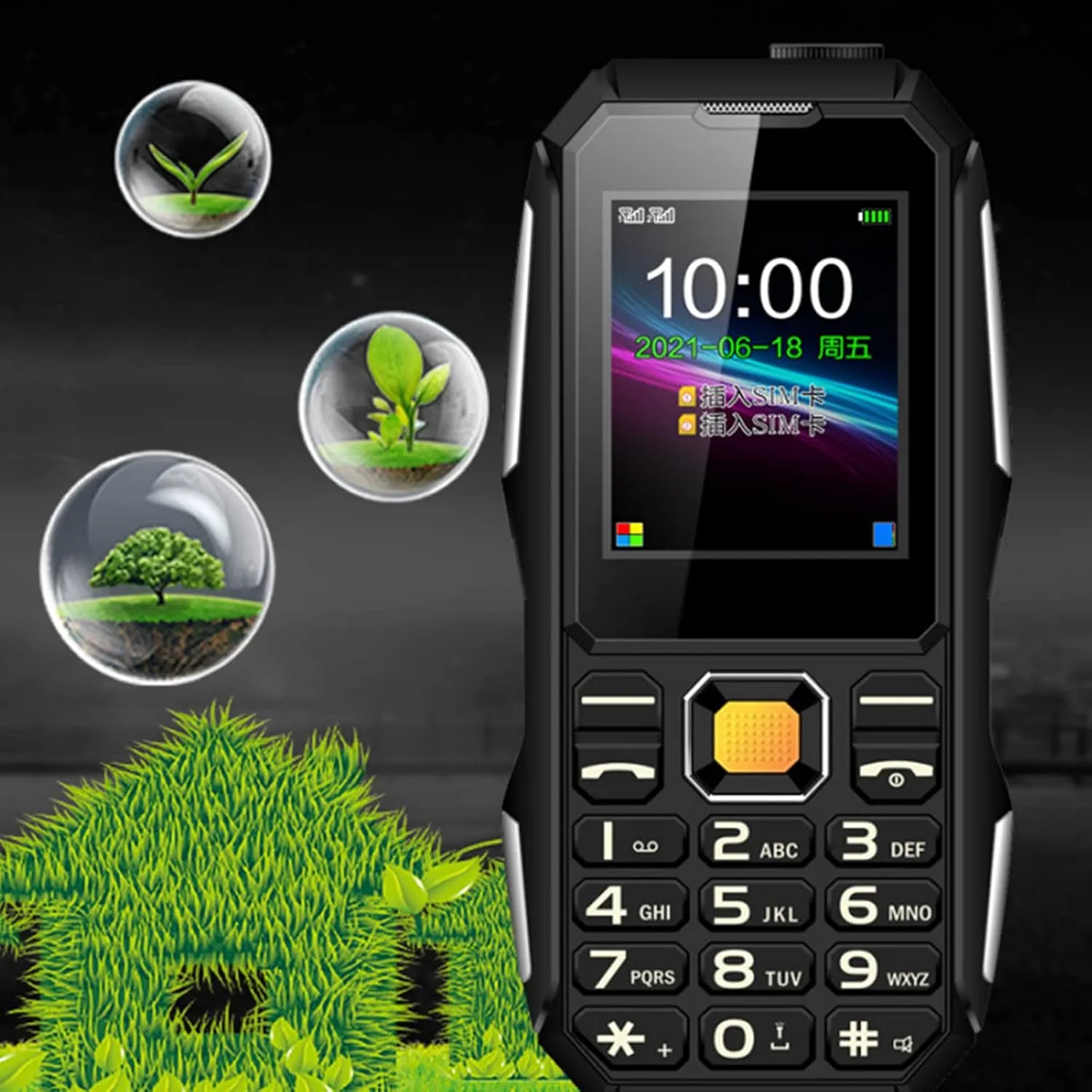 Mini Rugged Cell Phone for Senior, 1.8 Inch Drop Proof and Dust Proof Outdoor Mobile Phone, 5800mAh Battery 32MB Unlocked GSM Cell Phone (Black)