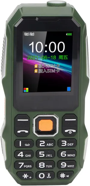 Mini Rugged Cell Phone for Senior, 1.8 Inch Drop Proof and Dust Proof Outdoor Mobile Phone, 5800mAh Battery 32MB Unlocked GSM Cell Phone (OD Green)