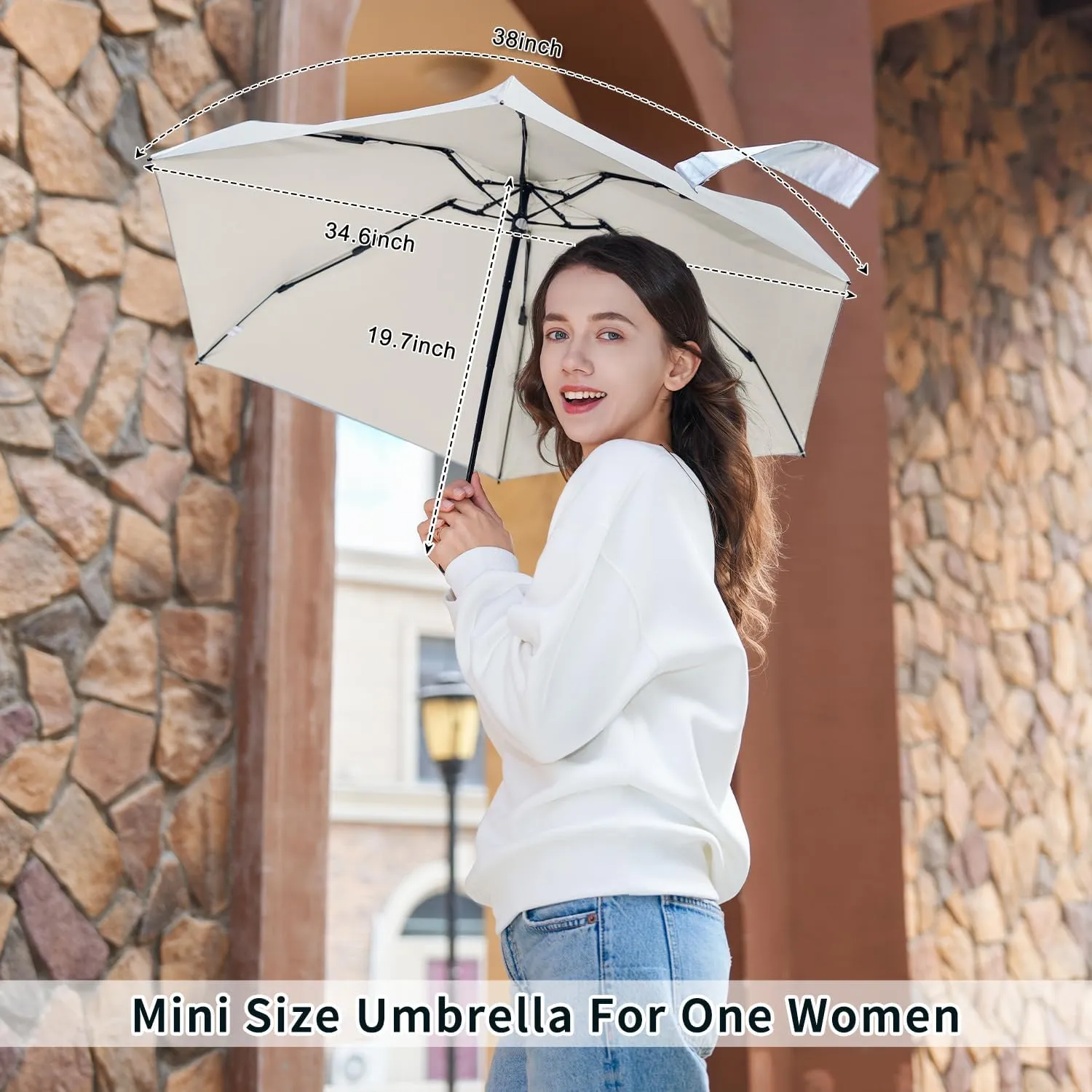 Mini Travel Umbrella - UPF 50  Sun Protection Compact Manual Open Small Sun Umbrella