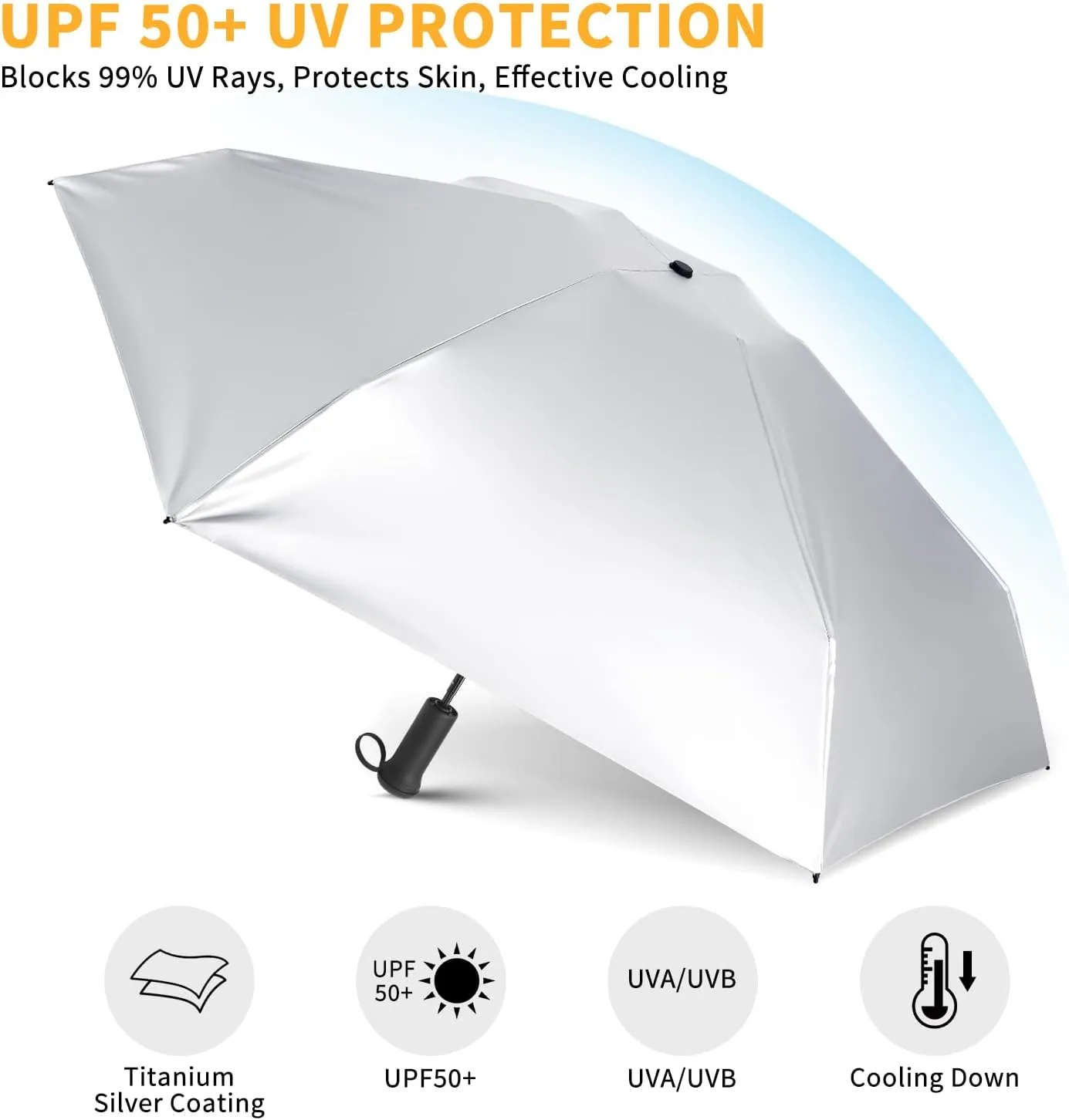 Mini Travel Umbrella - UPF 50  Sun Protection Compact Manual Open Small Sun Umbrella