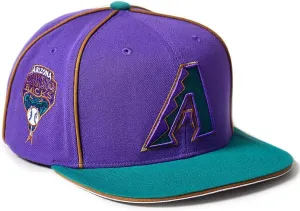 Mitchell & Ness AZ Arizona Diamondbacks Cooperstown Pipe Snapback Cap, Adjustable Hat Purple Green