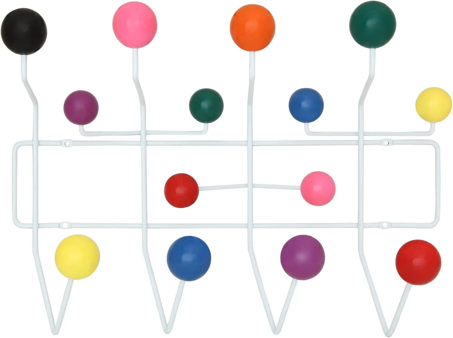Modway Gumball Mid-Century Wall-Mounted Coat Rack in Multicolored