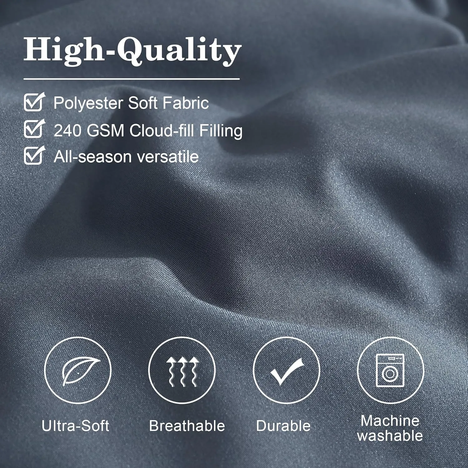 Monbix Full Comforter Set - 7 Pieces Blue Grey Bed in a Bag Full Size Bedding Sets with Comforters, All Seasons Down Alternative Comforter with Sheets,Pillowcases & Shams
