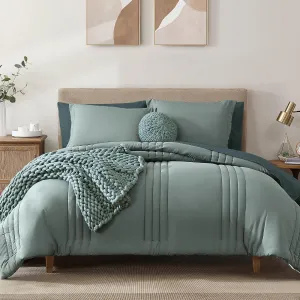 Monbix King Size Comforter Set - 7 Pieces Bed in a Bag King, Sage Green Bedding Sets with Comforter, All Seasons Down Alternative Comforter Bed Set with Sheets, Pillowcases & Shams