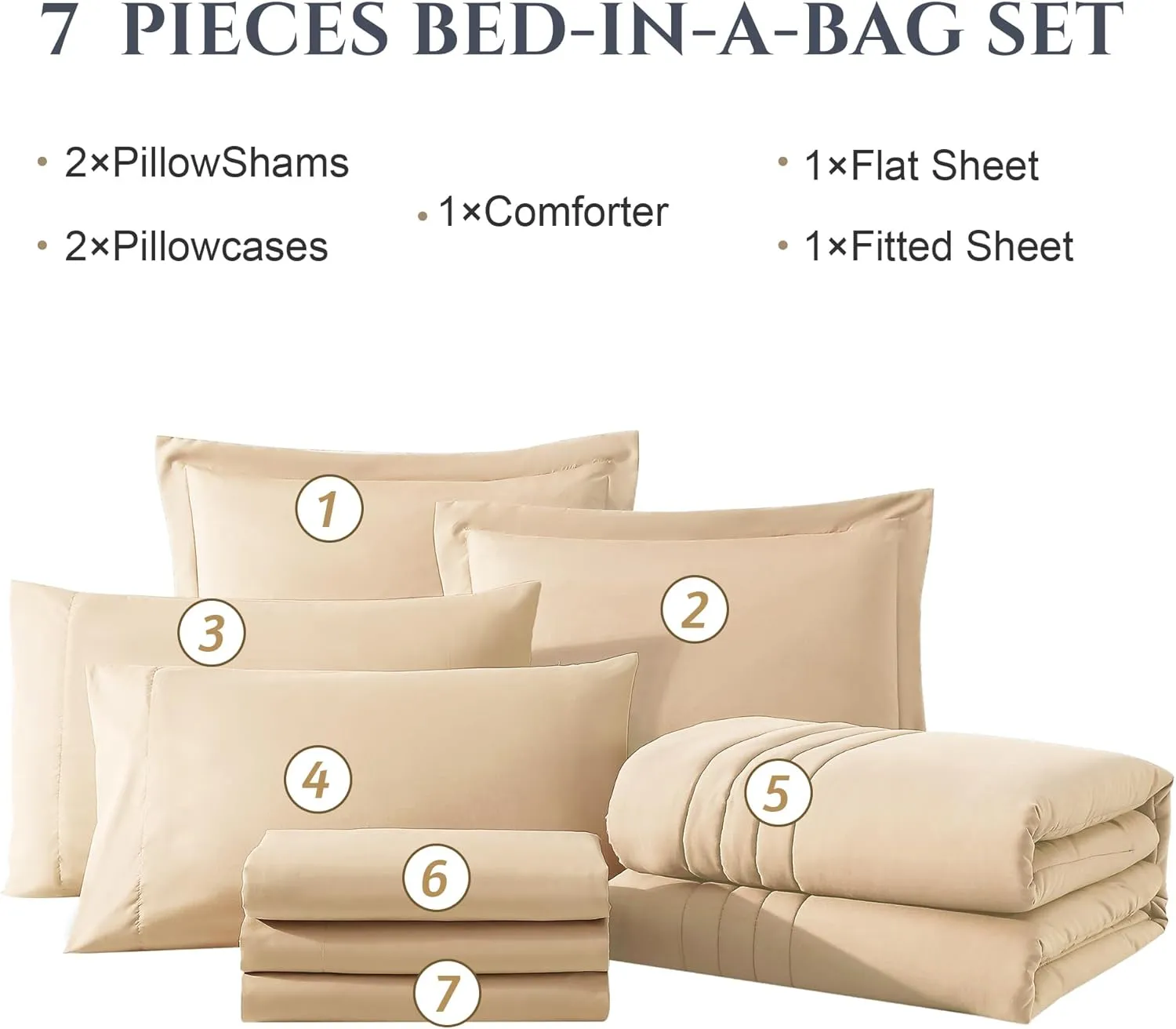 Monbix King Size Comforter Sets, 7 Pieces Bed in a Bag King, Warm Comforters, Peach Pink Bedding Sets with Comforter, All Seasons Down Alternative Comforter Bed Set with Sheets, Pillowcases & Shams