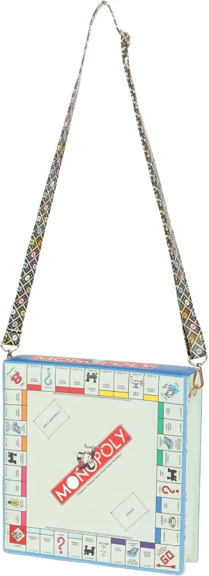 Monopoly Board Game Purse Bag w/Adjustable Strap, Magnetic Snap Closure & Zipper Pocket - Board Games Accessories