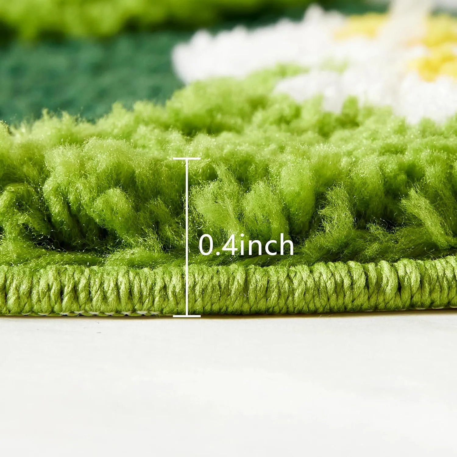 Moss Floral Bathroom Rugs Set 2 Piece, Non Slip Microfiber Green Grass Flowers Bath Mat 20x32   Contour Toilet Rug 20x24 Machine Washable Great Absorbent, Cute Boho Aesthetic Bath Mat Set for Bathroom