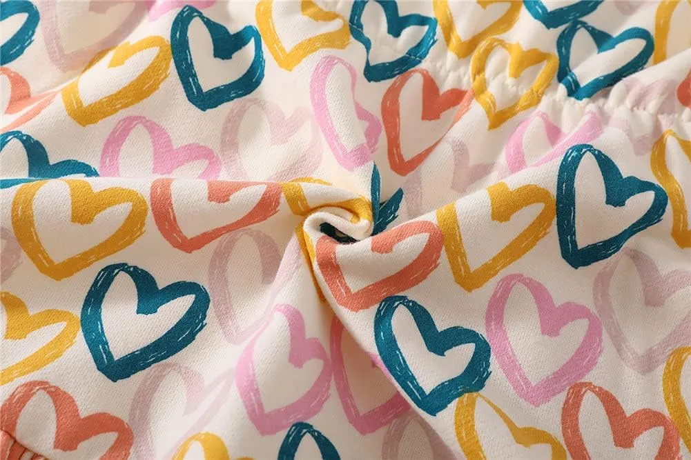Mud Kingdom Little Girls Love Heart Smocked Sweatshirt Dress Long Sleeve Colorful