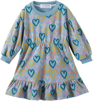 Mud Kingdom Little Girls Love Heart Smocked Sweatshirt Dress Long Sleeve Colorful