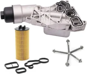 MUNIK Aluminum Oil Cooler Filter Housing Assembly 11428511391 for 14-19 Mini Cooper, for 16-19 Clubman, for 2017-2020 Mini Cooper Countryman, for 16-19 X1, for 18-19 X2 1.5 2.0L # 11428585235