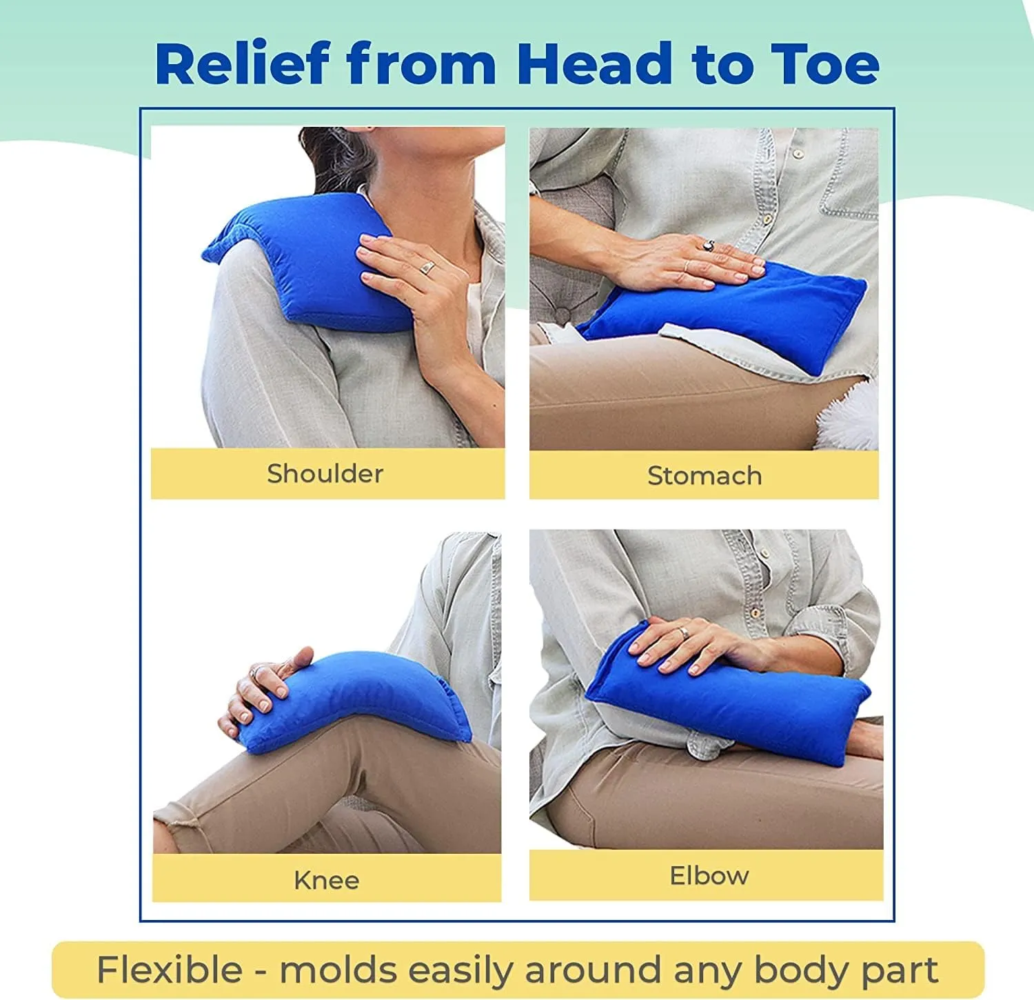 My Heating Pad for a Better Comfort - Moist Microwavable Heating Pads for Joint Pain and Sore Muscles - Microwave Hot Pack Heat Pad for Cramps - Chilled or Heated Pad Therapy Pillow - 2 Packs Blue